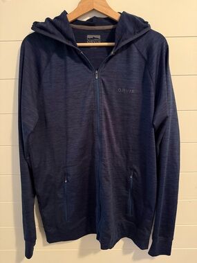 Orvis Men's Dark Navy Full-Zip Hooded Athletic Performance Size Medium